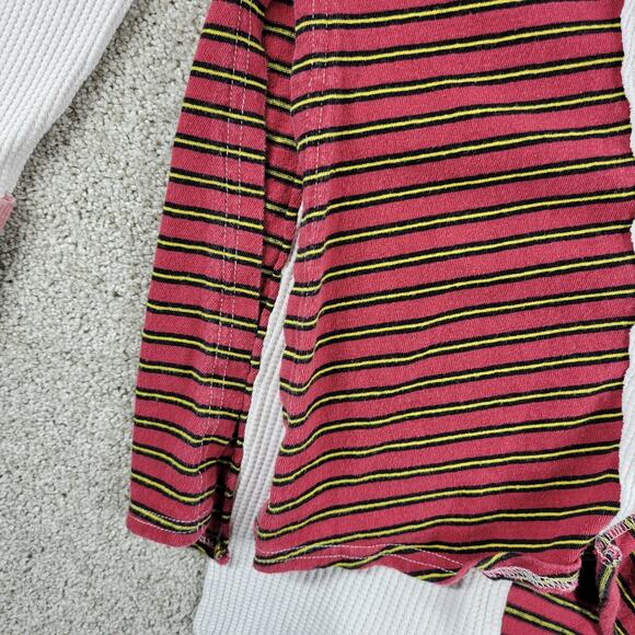 BDG UO Frazier Sweater M White Red Stripe Asymmetric Patch Waffle Knit Acadamia - Picture 4 of 12